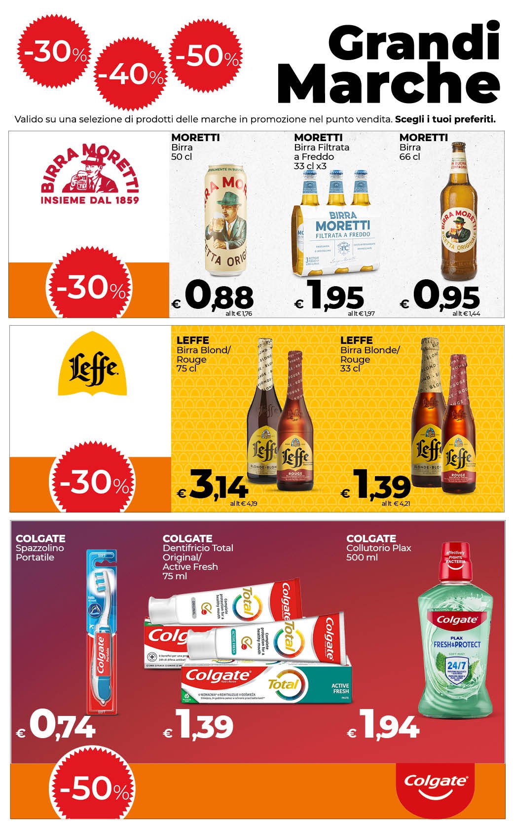 -30% -40% -50% sulle Grandi Marche