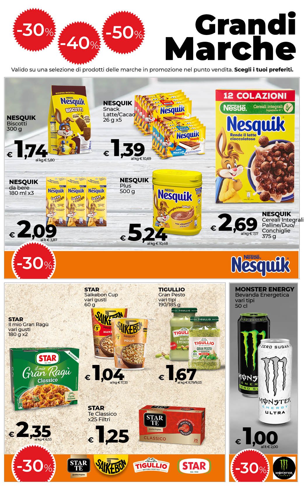 -30%, 40%, 50% sulle Grandi Marche