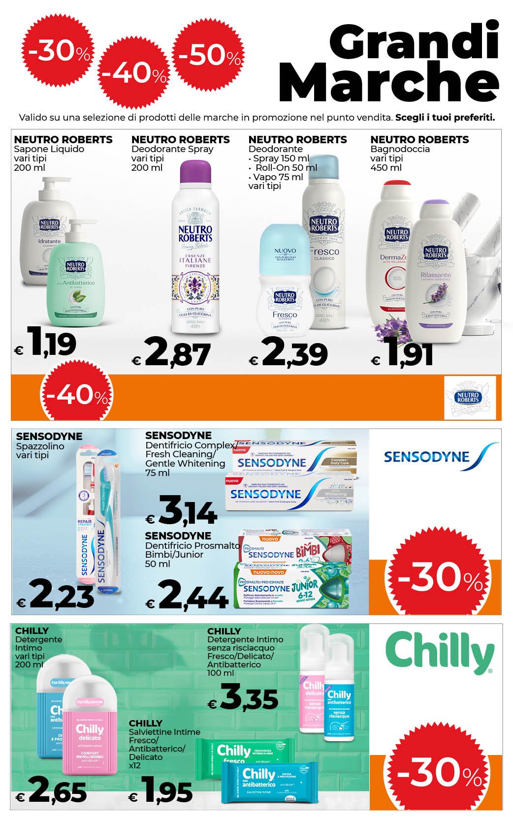 -30%, 40%, 50% sulle Grandi Marche