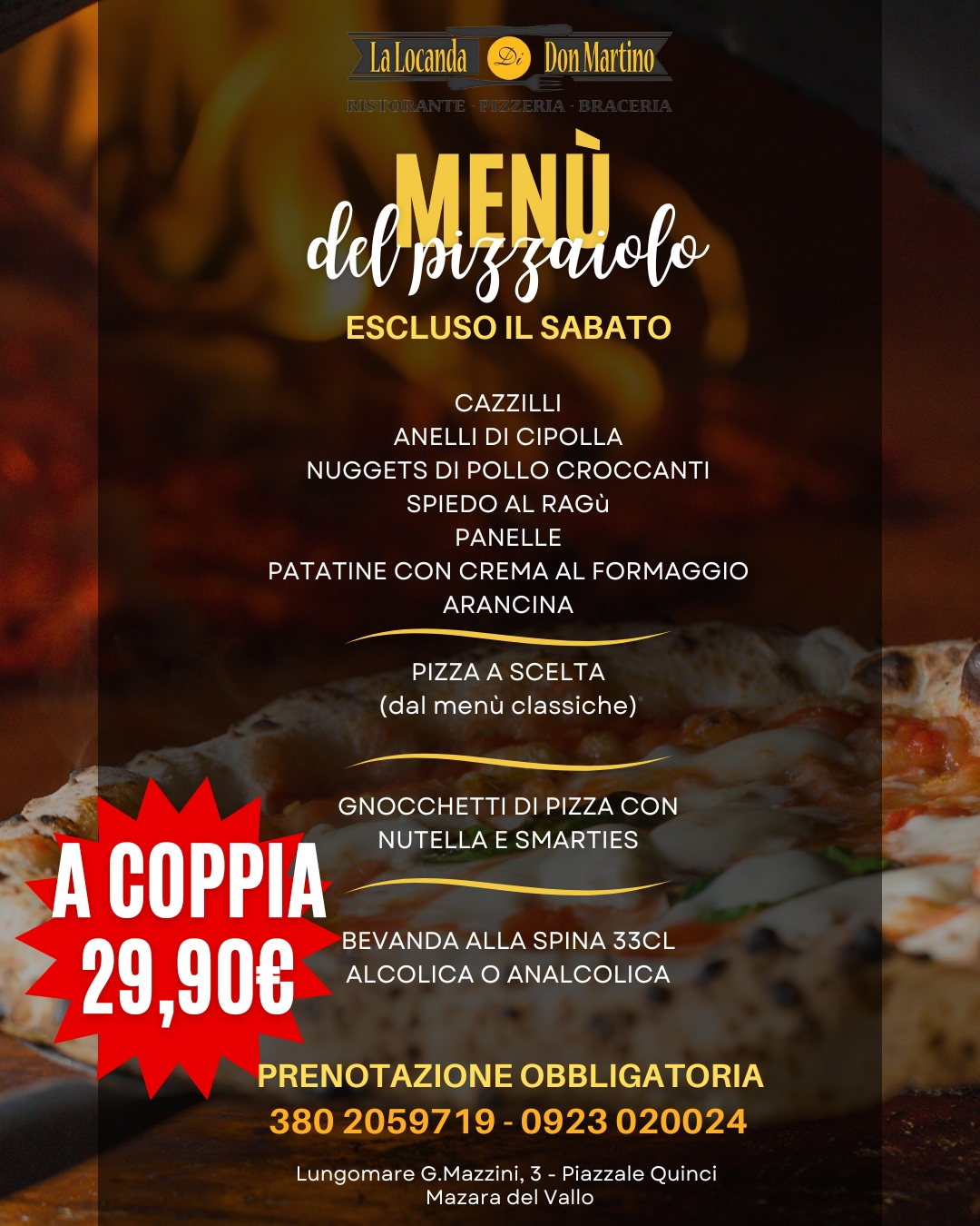 Menu del Pizzaiolo
