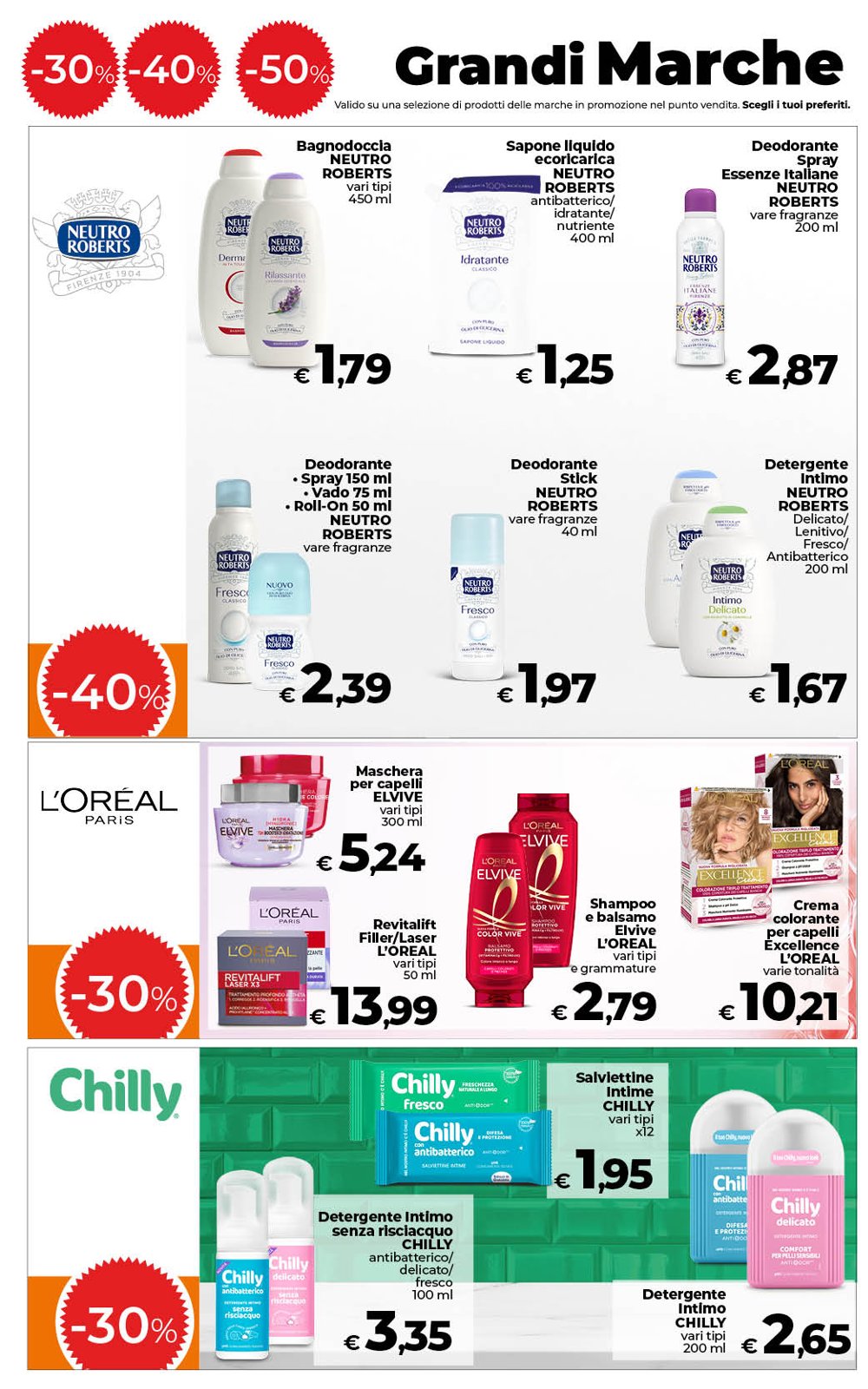 -30% -40% -50% sulle Grandi Marche